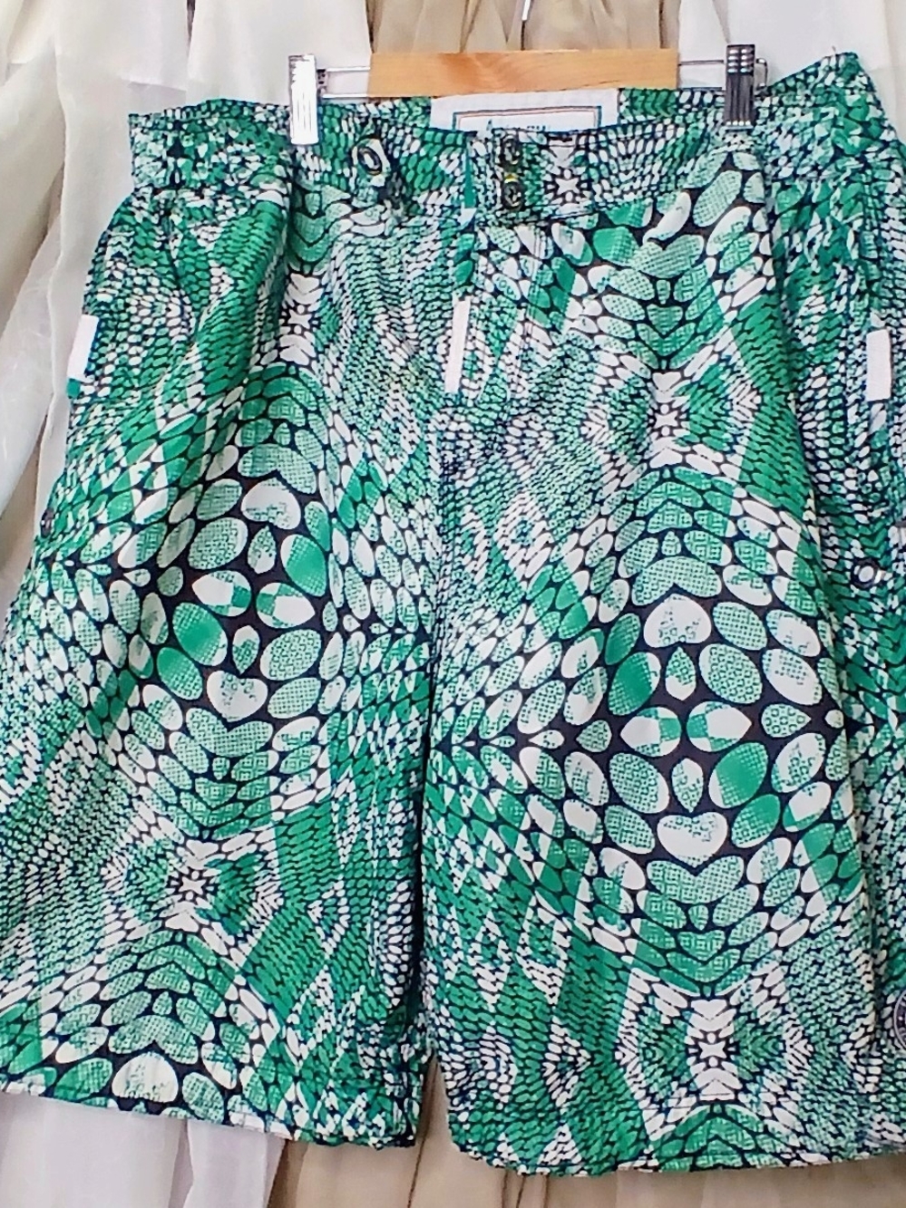 Green Patterned Shorts